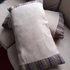 Rectangular cushions with faux suede fabric.