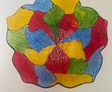 Reduced Colourful scalloped glass bowl
