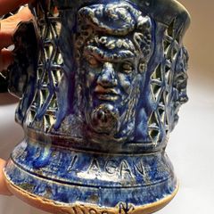 Rare Michael Kennedy Studio Pottery River of Ireland For-Faced Lidded Jar