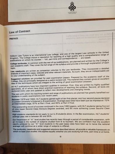 Law Books X 2. Llb Elements Of The Law Of Contract Casebook. Suitable For Law Students Studying For An Llb Elements Of The Law. 2 X First Edition Large Volume Paperback Books In Good Condition.