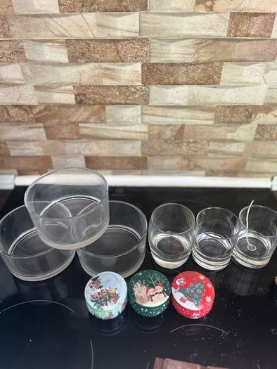 3 boxes of moulds  Snap bars  Mica Glitter Tea light tins Jars  Pouches  Wicks