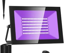 100W UV Black Light, Ultraviolet Floodlight Outdoor LED UV Light 385-400nm IP66 Waterproof Stage Light Decoration Lighting for Fluorescent Party, Disco, Halloween, Bar, Christmas, Aquarium