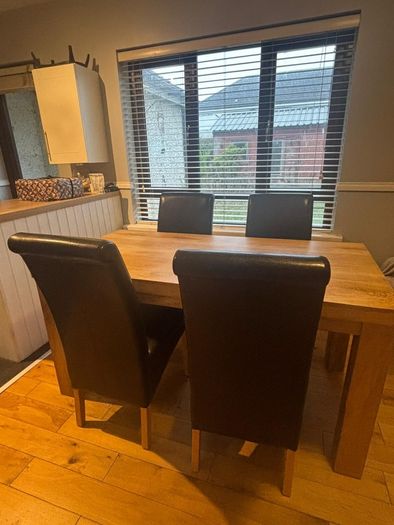 Solid oak table & chairs