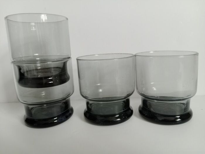 Smoked glass, vintage glass tumblers, 1970s glass