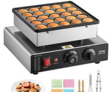 Mini Pancake Maker, 25PCS 43mm Diameter Dutch Muffin Waffle Baker, Non-stick Stainless Steel Poffertjes Grill, Commercial Electric Dorayaki Machine