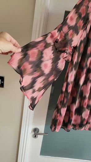 GEORGE khaki and pink print layered dress Sz 14 - Bnwt - Rrp 26 Sterling