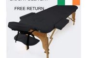 2-Zone Massage Table, Folding, with Arm Rest, Height-Adjustable, Black