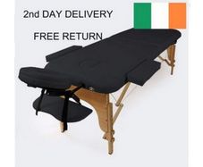 2-Zone Massage Table, Folding, with Arm Rest, Height-Adjustable, Black