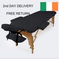 2-Zone Massage Table, Folding, with Arm Rest, Height-Adjustable, Black