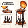 Globe Bar, Globe Bar Made of Eucalyptus, World Globe Bar Trolley with Wheels, Retro Home Bar, Mini Bar for Wine Glasses and Wine Bottles (Brown) Image 6