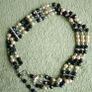 Vintage Necklace Three Strand Beaded Gold Black Grey White Vintage Image 10