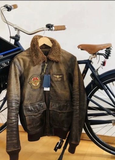 Polo Ralph Lauren G-1 Leather Jacket Bomber Flight Shearling Brown