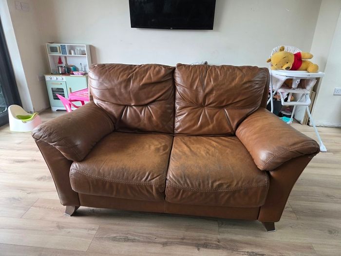 Two seater leather couch