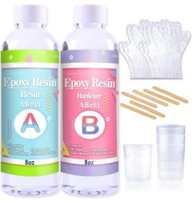 16oz Crystal Clear Epoxy Resin for Casting - 1:1 Ratio Crystal Clear Resin Coating for Wood, Bar, Table, Jewelry Making, Craft Decoration (FREE POSTAGE)