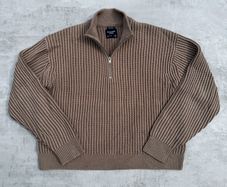 Abercrombie & Fitch Brown Oversized Quarter-Zip Sweater