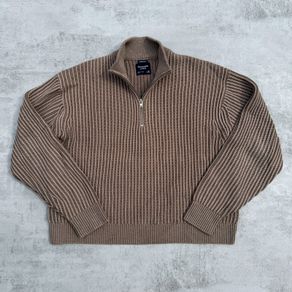 Abercrombie & Fitch Brown Oversized Quarter-Zip Sweater