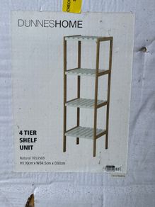 shelf unit. This is a neat open shelf unit suitable for a bathroom or kitchen. It is brand new. I haven't even opened the box.