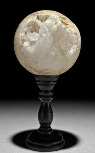 Quartz geode sphere on custom stand - Natural Mineral