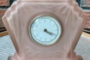 Bagley Art Deco Frosted Pink Clock