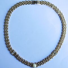Vintage Art Deco Choker Necklace Ladies gold, pearl necklace