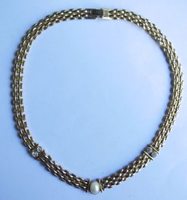 Vintage Art Deco Choker Necklace Ladies gold, pearl necklace