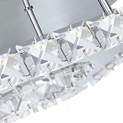 Modern LED Ceiling Lights Crystal Flush 21cm 12W 6000K Cold White Square Stainless Steel Mini Ceiling Lamp Crystal Chandelier Pendant Lighting Fixture for Bedroom,Kitchen,Living Room and Hallway (FREE POSTAGE)