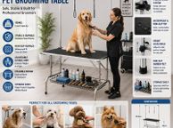 main image for ad Dog Grooming table Professional Extra Large Pet Grooming Table with Double Grooming Arm and Storage Shelf