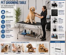 Dog Grooming table Professional Extra Large Pet Grooming Table with Double Grooming Arm and Storage Shelf