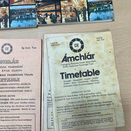 1970s CIE Irish Railway Passenger Train Timetables x 8 - Maps - Bundle
