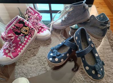 Girls shoes hi tops trainers bundle Next denim polka dots 8.5- 9