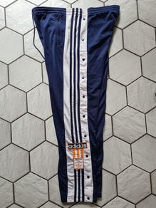 Women's Blue Adidas Vintage retro adibreak poppers Track Pants D4 Size L large trousers