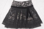 Karen Millen Black Beige Floral Sheer Tulle Mini Skirt 12UK/40EU
