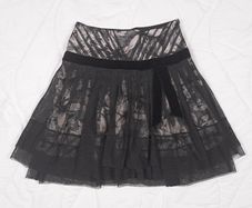 Karen Millen Black Beige Floral Sheer Tulle Mini Skirt 12UK/40EU