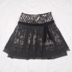 Karen Millen Black Beige Floral Sheer Tulle Mini Skirt 12UK/40EU