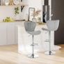 2 Pieces Bar Stools Adjustable Height Counter Chair with/ Footrest for Home Pub, Grey Image 2