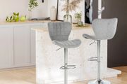 2 Pieces Bar Stools Adjustable Height Counter Chair with/ Footrest for Home Pub, Grey