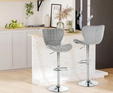 2 Pieces Bar Stools Adjustable Height Counter Chair with/ Footrest for Home Pub, Grey