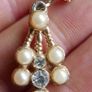 Vintage Earrings feature gold-tone screwback closures adorned with faux pearls and rhinestones Image 3