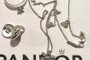 Pandora silver set necklace ring charm