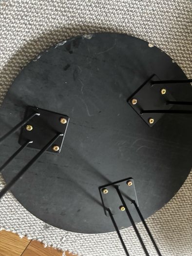Black Round Side / Lamp Table with hairpin legs