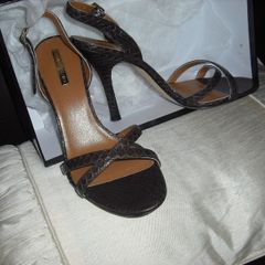 Brown leather sandals.