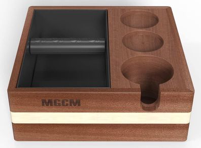 4 In 1 Espresso Knock Box and Tamp Station, Espresso Accessories Organizer for 58MM Coffee Tamper, Distributor and Portafiler, Made of Natural High-Density Wood with Four Anti-Slip Pads