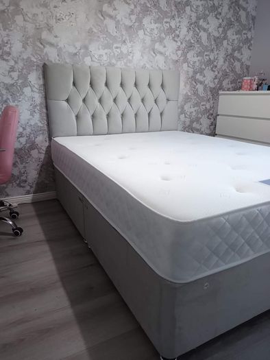 Brand New Stylish single Divan Beds.. Multiple Options Of Headboards. Tufted Memory Foam Mattresses Available. Drawers Storage Available