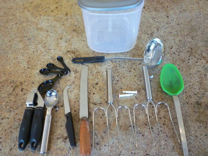 Turkey Fork Lift Prongs, Newbridge Vintage Knife, Spoons, garlic Press 10 Items