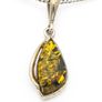 Vintage 925 Sterling Silver & Natural Green Amber Necklace Image 2