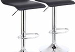 2 x Square Bar Stools PU Leather Swivel Adjustable Counter Stool Office Chair With Footrest