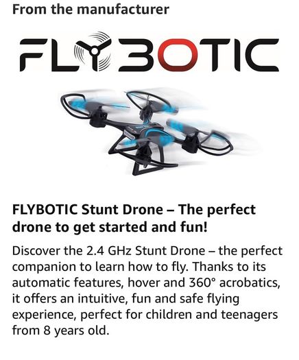 Brand new in sealed box Flybotic stunt drone.  FLYBOTIC offers an intuitive, fun flying experience, perfect for children and teenagers from 8 years old.  See pictures for more details
