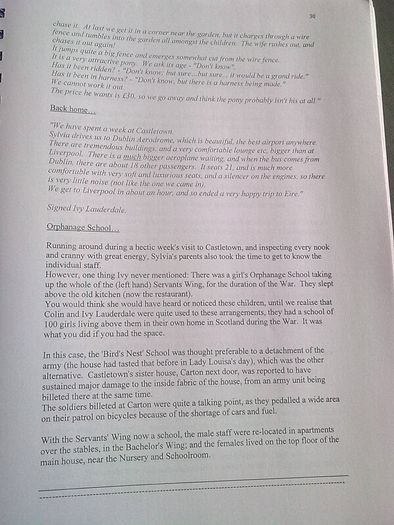 Typescript of a book on Castletown House Ireland Irish history Co. Kildare