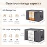 95L Clothes Storage Bags Large Storage Box With Lid Packing Boxes for Moving House With Reinforced Handle Thick Fabric Clear Window for Clothes Duvet Blankets Bedding, 3 Pack, Grey Image 2