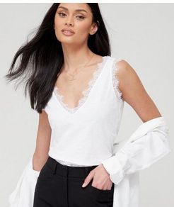 White lace vest top